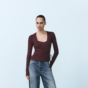 NWT Zara Double Breasted Jacket in Burgundy - Medium